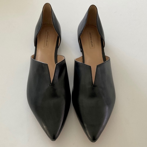 ANTONIO MELANI Noora Black Sleek Pointed Toe Leather Flats Size 11 - Picture 7 of 7